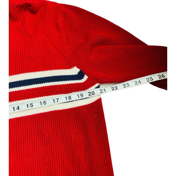 Tommy Hilfiger Mens Ribbed Knit Pullover Sweater Striped Long Sleeve Red Large - Picture 4 of 7